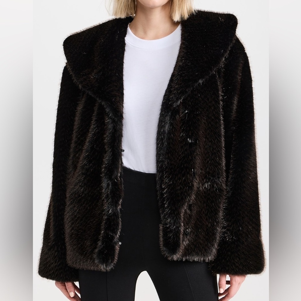 Anine Bing Faux Fur Hilary Jacket Coat in Black and Brown - NWT